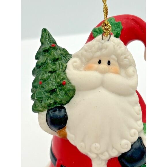 Home Interiors Santa Claus Bell Ornaments Ceramic Dangling Feet Original Box - Picture 8 of 16